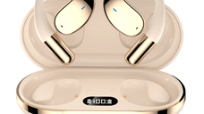 Casti wireless open-ear, traducere AI in timp real, 144 limbi, afisaj digital, bluetooth 5.4 dual-mode, Bej