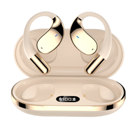 Casti wireless open-ear, traducere AI in timp real, 144 limbi, afisaj digital, bluetooth 5.4 dual-mode, Bej - 1