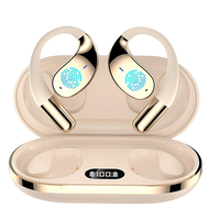 Casti wireless open-ear, traducere AI in timp real, 144 limbi, afisaj digital, bluetooth 5.4 dual-mode, Bej - 2