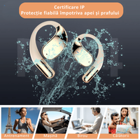 Casti wireless open-ear, traducere AI in timp real, 144 limbi, afisaj digital, bluetooth 5.4 dual-mode, Bej - 7