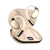 Casti wireless open-ear, traducere AI in timp real, 144 limbi, afisaj digital, bluetooth 5.4 dual-mode, Bej - 4