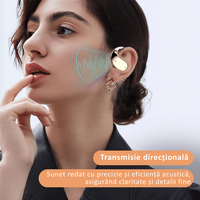 Casti wireless open-ear, traducere AI in timp real, 144 limbi, afisaj digital, bluetooth 5.4 dual-mode, Bej - 11