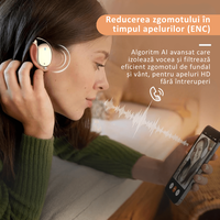 Casti wireless open-ear, traducere AI in timp real, 144 limbi, afisaj digital, bluetooth 5.4 dual-mode, Bej - 9