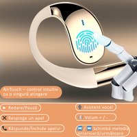 Casti wireless open-ear, traducere AI in timp real, 144 limbi, afisaj digital, bluetooth 5.4 dual-mode, Bej - 3