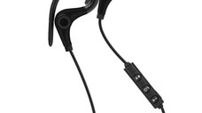 Casti Wireless Techstar® BT200, Bluetooth 4.1 ,HD Audio, Rezistente la Transpiratie, Comenzi pe Fir, Negru