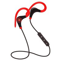 Casti Wireless Techstar® BT200, Bluetooth 4.1 ,HD Audio, Rezistente la Transpiratie, Comenzi pe Fir, Rosu - 1