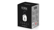 Ceainic din inox cu fluier Floria ZLN1276, Exterior polishat, Compatibil gaz, electric & inductie, Capacitate 3L