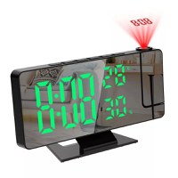 Ceas de masa, DS-3718LW, afisaj si proiectie rosie, efect oglinda, alarma, temperatura, umiditate, Negru/Verde - 1