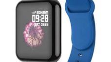 Ceas Smartwatch B57 Techstar®, Waterproof, Fitness Tracker Unisex, Monitorizare Puls, Bluetooth, Albastru