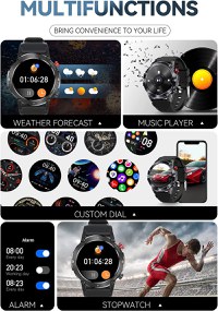 Ceas Smartwatch Sport C21, 1.32 inch, apel bluetooth, IP68,  multi sport, ritm cardiac, oxigen, notificari mesaje, Negru - 6