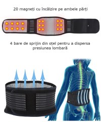 Centura lombara incalzitoare cu 20 magneti de turmalina pentru talie, abdomen, corectare postura, unisex, marime L - 7