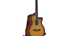 Chitara clasica IdeallStore®, 95 cm, lemn, Cutaway, portocalie, stativ inclus