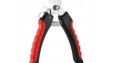 Cleste pentru taiat unghii caini si pisici, maner ergonomic, negru/rosu