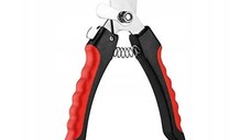 Cleste pentru taiat unghii caini si pisici, maner ergonomic, negru/rosu
