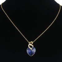 Colier Placat cu Aur Alb si Rodiu, Pandantiv Cristal Austria, forma inima - 6