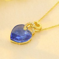 Colier Placat cu Aur Alb si Rodiu, Pandantiv Cristal Austria, forma inima - 7