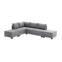 Coltar extensibil, Hanah Home, cadru lemn si pal, gri, 210x280x70 cm - 9
