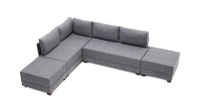 Coltar extensibil, Hanah Home, cadru lemn si pal, gri, 210x280x70 cm - 11