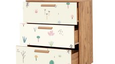 Comoda Hanah Home din pal melaminat, pin atlantic si alb, 80x43x95 cm, model 869VEL3481