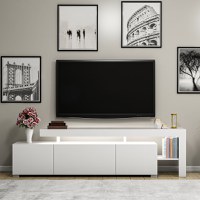 Comoda tv, Hanah Home, pal melaminat, alb, 192x53x37 cm, led - 6