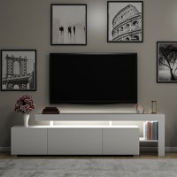 Comoda tv, Hanah Home, pal melaminat, alb, 192x53x37 cm, led - 10