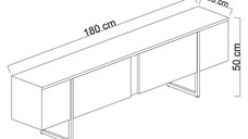 Comoda tv, Hanah Home, pal melaminat, antracit si negru, 180x30x50 cm