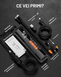 Compresor auto portabil Techstar LW-8018 cu afisaj digital LCD si lanterna LED, presiune maxima 10.3 bar (150 PSI) - 6