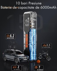 Compresor auto portabil Techstar LW-8018 cu afisaj digital LCD si lanterna LED, presiune maxima 10.3 bar (150 PSI) - 1