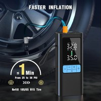 Compresor auto portabil wireless Techstar® MU002, afisaj digital LCD, lanterna LED, baterie reincarcabila 6000mAh - 5