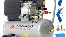 Compresor de aer cu ulei Tagred TA300N, rezervor 24 L, 3.4 CP, set pneumatic cu 6 elemente