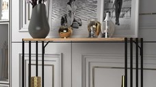 Consola, Hanah Home, pal melaminat, negru si pin atlantic, 90x26x80 cm