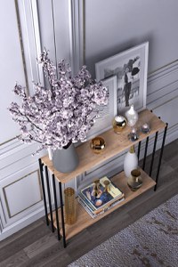 Consola, Hanah Home, pal melaminat, negru si pin atlantic, 90x26x80 cm - 4