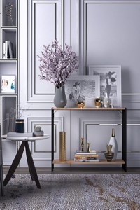 Consola, Hanah Home, pal melaminat, negru si pin atlantic, 90x26x80 cm - 5