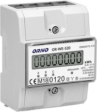 Contor trifazic ORNO OR-WE-520, 80A, certificare MID, 3 faze, 230V, clasa de masurare B, IP51, gri - 4