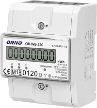 Contor trifazic ORNO OR-WE-520, 80A, certificare MID, 3 faze, 230V, clasa de masurare B, IP51, gri - 5
