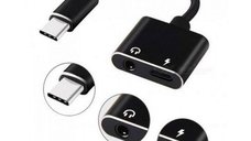 Convertor USB-C tata la 3,5 mm / USB-C mama , culoare: negru