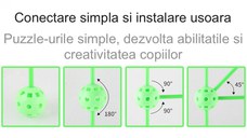 Cort interactiv pentru copii de tip Do It Yourself: 110 mingi, 200 bete si panza impermeabila