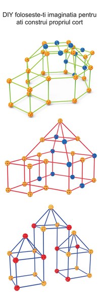 Cort interactiv pentru copii de tip Do It Yourself: 110 mingi, 200 bete si panza impermeabila - 5