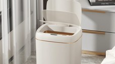 Cos de gunoi cu senzor SH-8617C, Polipropilena, Alb+Auriu, 13 L