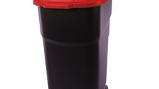 Cos de gunoi pe roti 100L, capac rosu, ROTHO Atlas