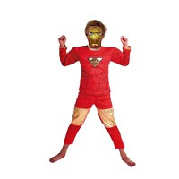 Costum Iron Man pentru copii, marime L, 7-9 ani, 120-130 cm, rosu, masca inclusa - 1
