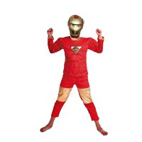 Costum Iron Man pentru copii, marime M, 7 - 9 ani, 120-130 cm, rosu, masca plastic inclusa - 1