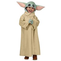 Costum pentru copii IdeallStore®, Baby Yoda, bej, 5-7 ani, masca inclusa - 1