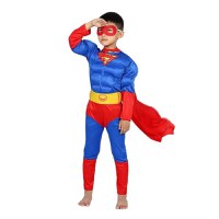 Costum Superman cu muschi, IdeallStore®, 3-5 ani , Albastru , Halloween - 2