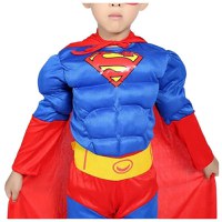 Costum Superman cu muschi, IdeallStore®, 3-5 ani , Albastru , Halloween - 5
