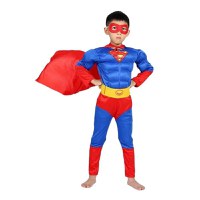Costum Superman cu muschi, IdeallStore®, 3-5 ani , Albastru , Halloween - 3