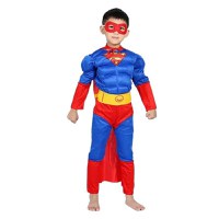 Costum Superman cu muschi, IdeallStore®, 3-5 ani , Albastru , Halloween - 4