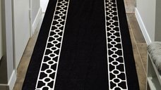 Covoras de intrare, Conceptum Hypnose, negru si alb, 80x200 cm, 100% poliester, antiderapant, lavabil la masina