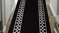 Covoras de intrare, Conceptum Hypnose, negru si alb, 80x200 cm, 100% poliester, antiderapant, lavabil la masina