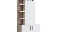 Cuier pentru hol Hanah Home, alb, pal melaminat, dimensiuni 90x35x200 cm